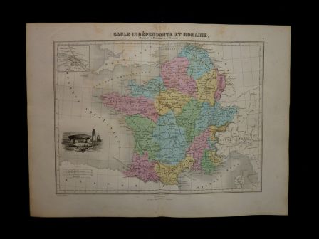 Carte ancienne Gaule indépendante et romaine donnant sa division en 17 provinces atlas de géographie universelle Migeon année 1876 géographie cartographie antiquité Carte ancienne Gaule indépendante et romaine donnant sa division en 17 provinces atlas de géographie universelle Migeon année 1876 géographie cartographie antiquité