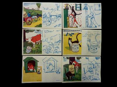 6 anciennes publicités à colorier Nestlé 1920-30 les animaux illustrées par Beuville