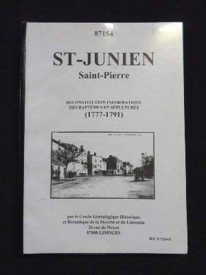 St-Junien St-Pierre reconstitution informatique des baptêmes et sépultures 1777-1791 Limousin généalogie