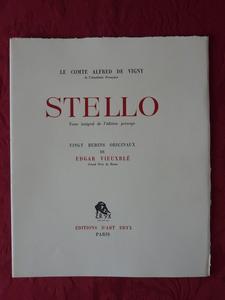 Stello Alfred de Vigny éditions d’art Eryx 1953 burins originaux d’Edgar Vieuxblé sur Vélin n