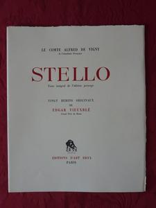 Stello Alfred de Vigny éditions d’art Eryx 1953 burins originaux d’Edgar Vieuxblé sur Vélin n