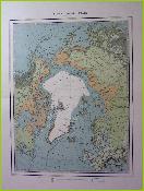 1880 Ancienne carte géographique couleurs Nord Polaire Alexander Keith Johnston