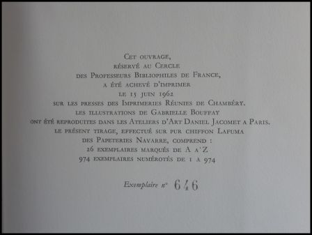 Jean de la Fontaine Fables 3 tomes édition numérotée Roissard Grenoble sur pur chiffon Lafuma des Papeteries de Navarre illustrations de Gabrielle Bouffay littérature animaux Jean de la Fontaine Fables 3 tomes édition numérotée Roissard Grenoble sur pur chiffon Lafuma des Papeteries de Navarre illustrations de Gabrielle Bouffay littérature animaux