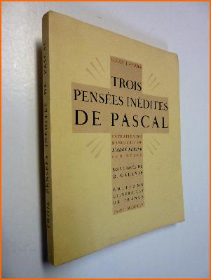 Trois pensées inédites de Pascal Louis Lafuma 1945 hors-commerce