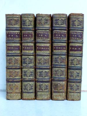 1723 Le théâtre de Pierre Corneille Michel-Estienne David 5 tomes comédie tragédie pièces acteurs scène gravures