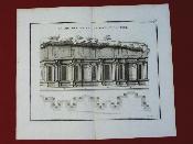 Gravure 18ème Façade des bains des Augustes à Rome Italie architecture