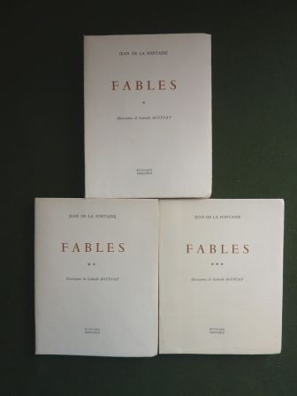Jean de la Fontaine Fables 3 tomes édition numérotée Roissard Grenoble sur pur chiffon Lafuma des Papeteries de Navarre illustrations de Gabrielle Bouffay littérature animaux Jean de la Fontaine Fables 3 tomes édition numérotée Roissard Grenoble sur pur chiffon Lafuma des Papeteries de Navarre illustrations de Gabrielle Bouffay littérature animaux