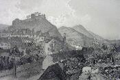 Vue de Lourdes Hautes Pyrénées lithographie Eugène Cicéri