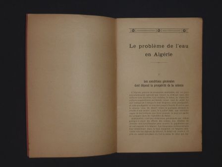 Le problme de leau en Algrie monographie de la Dpche Coloniale collection Octave Homberg annes 1920 Afrique colonies ressources naturelles