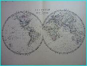 1880 Carte du monde en deux hémisphères Alexander Keith Johnston 
