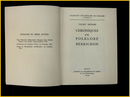 Chroniques de folklore berrichon page de titre