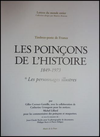 Les poinons de lhistoire les personnages illustres 1849-1973 dition numrote du Muse de la Poste sous emboitage timbres philatlie