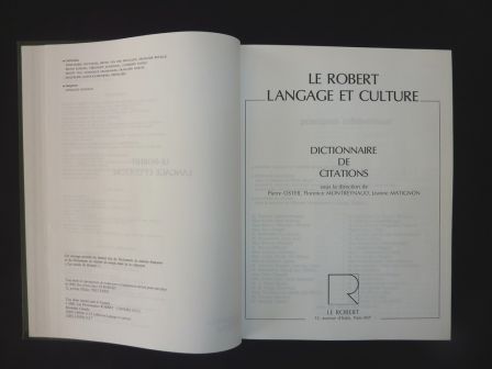 Dictionnaire de citations Le Grand Robert langage et culture 1 tome