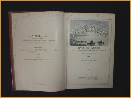 La nature revue des sciences et de leurs applications aux arts et  lindustrie 2 volumes annes 1909 ditions Masson