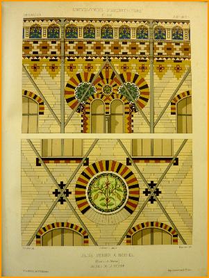 1877 Encyclopédie d’architecture Librairie Centrale d’Architecture Morel & Cie planches monuments édifices techniques constructions 