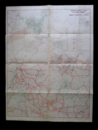 Ancienne carte des principales routes et pistes de lAfrique Franaise feuillet n 6 Afrique Équatoriale Franaise AEF tirage de 1942 Tchad Oubangui-Chari Niger Cameroun Soudan Lybie Nigéria Congo-belge