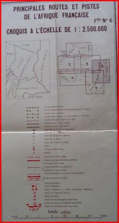 Ancienne carte des principales routes et pistes de l’Afrique Française feuillet n° 6 Afrique Équatoriale Française AEF tirage de 1942 Tchad Oubangui-Chari Niger Cameroun Soudan Lybie Nigéria Congo-belge